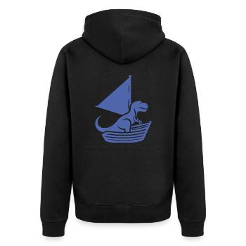 Cooler Sommer Segelboot T-Rex Silhouette - Unisex Premium Bio Zip Hoodie - Schwarz - Hinten - Nico (187cm)