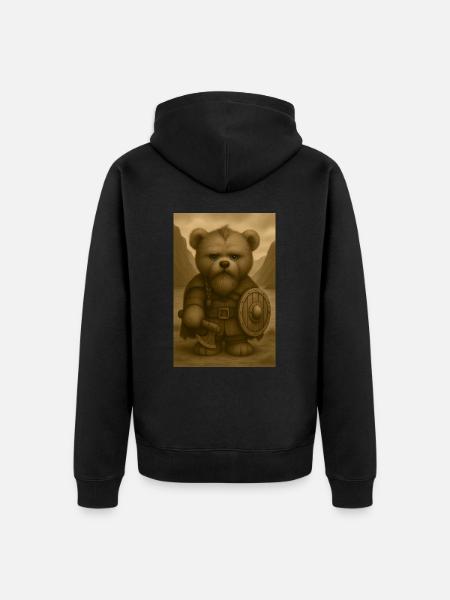 Viking-Teddy - Unisex Premium Bio Zip Hoodie - Schwarz