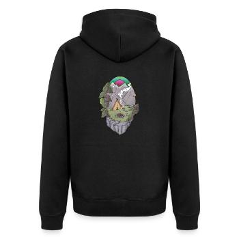 Zelt - Unisex Premium Bio Zip Hoodie - Schwarz - Hinten - Nico (187cm)