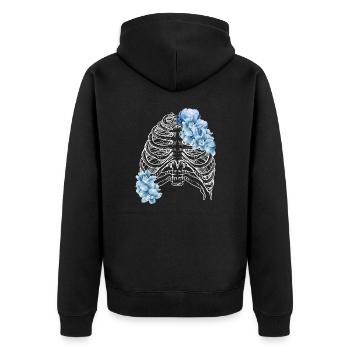 cage thoracique à fleurs - Veste à capuche bio Premium Unisexe - noir - Dos - Nico (187cm)