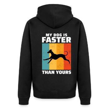 Greyhound Racing Dog Pet Race Animal Racer - Unisex Premium Organic Zip Hoodie - black - Back - Nico (187cm)
