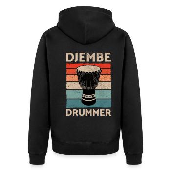 Djembé Drummer Musique Drum Musicien Vintage Retro - Veste à capuche bio Premium Unisexe - noir - Dos - Nico (187cm)
