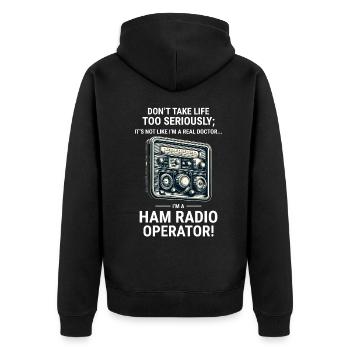 Real Doctor vs Amateur Ham Radio Operator - Unisex Premium Organic Zip Hoodie - black - Back - Nico (187cm)