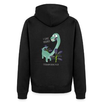 Dinosaur Veganosaurus - Unisex Premium Organic Zip Hoodie - black - Back - Nico (187cm)
