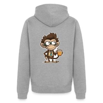 Monkey Business - Unisex Premium Organic Zip Hoodie - heather grey - Back - Nico (187cm)