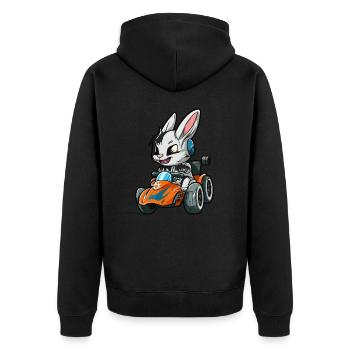 Rabbit Racing - Unisex Premium Organic Zip Hoodie - black - Back - Nico (187cm)