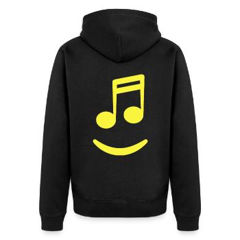 Musik macht glücklich -Noten lachen Freude Musiker - Unisex Premium Bio Zip Hoodie - Schwarz - Hinten - Nico (187cm)