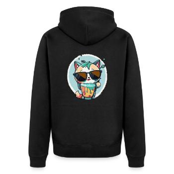 Chat cool avec des lunettes de soleil - Veste à capuche bio Premium Unisexe - noir - Dos - Nico (187cm)