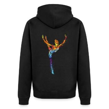 Gymnastik - Unisex Premium Bio Zip Hoodie - Schwarz - Hinten - Nico (187cm)