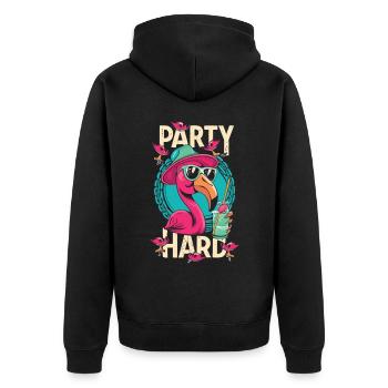 Flamingo Party Mode - Party like a flamingo - Unisex Premium Organic Zip Hoodie - black - Back - Nico (187cm)