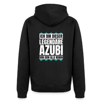Ich bin dieser legendäre Azubi - Unisex Premium Bio Zip Hoodie - Schwarz - Hinten - Nico (187cm)
