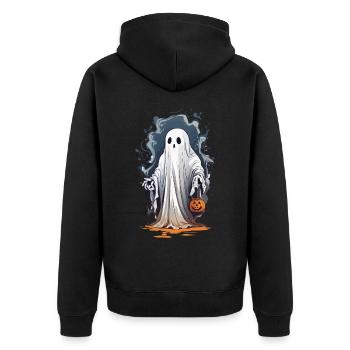 Halloween sorcière heure fantôme à la recherche de bonbons - Veste à capuche bio Premium Unisexe - noir - Dos - Nico (187cm)