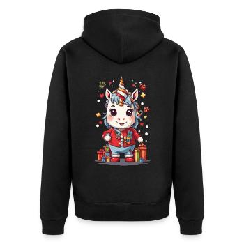 Magical Christmas Unicorn Unicorn at Christmas - Unisex Premium Organic Zip Hoodie - black - Back - Nico (187cm)