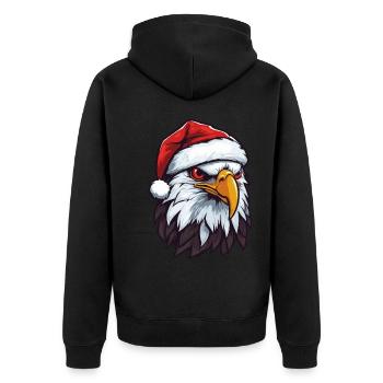 Adler Porträt Weihnachten - Unisex Premium Bio Zip Hoodie - Schwarz - Hinten - Nico (187cm)