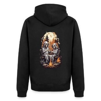 Lustige Skelette Grillen Halloween Party - Unisex Premium Bio Zip Hoodie - Schwarz - Hinten - Nico (187cm)