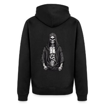 Halloween Grim Reaper Skeleton Skull Design - Unisex Premium Organic Zip Hoodie - black - Back - Nico (187cm)