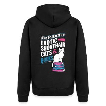 Katze Exotisch Kurzhaar Geschenk - Unisex Premium Bio Zip Hoodie - Schwarz - Hinten - Nico (187cm)