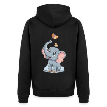 Niedlicher Elefant für Kinder für Kinder - Unisex Premium Bio Zip Hoodie - Schwarz - Hinten - Nico (187cm)