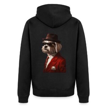 Havaneser - Unisex Premium Bio Zip Hoodie - Schwarz - Hinten - Nico (187cm)