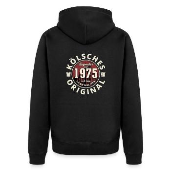 50. Geburtstag 2025 Kölsches Original geboren 1975 - Unisex Premium Bio Zip Hoodie - Schwarz - Hinten - Nico (187cm)