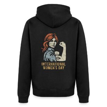 International Women's Day - Retro Geschenk - Unisex Premium Bio Zip Hoodie - Schwarz - Hinten - Nico (187cm)