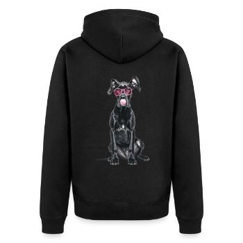 Deutsche Dogge - Unisex Premium Bio Zip Hoodie - Schwarz - Hinten - Nico (187cm)