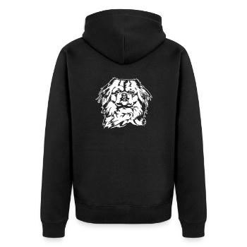 Pekingese Dog Dogs Portrait Pekingese Wilsigns - Unisex Premium Organic Zip Hoodie - black - Back - Nico (187cm)