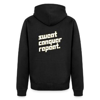 Motivational mantra - Unisex Premium Organic Zip Hoodie - black - Back - Nico (187cm)