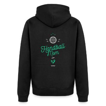 Handball mom - Unisex Premium Bio Zip Hoodie - Schwarz - Hinten - Nico (187cm)