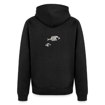 Ascii poisson mère et enfant - Veste à capuche bio Premium Unisexe - noir - Dos - Nico (187cm)