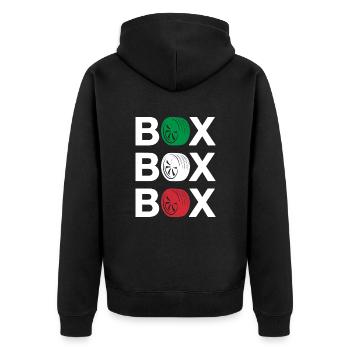 Formula Racing Boxenstop Italien - Unisex Premium Bio Zip Hoodie - Schwarz - Hinten - Nico (187cm)