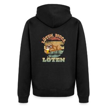 Löten Digga Faultier Trinkspruch - Unisex Premium Bio Zip Hoodie - Schwarz - Hinten - Nico (187cm)