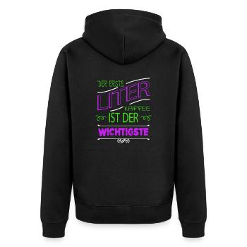 bday tasse verschlafen geburtstagsgeschenkidee - Unisex Premium Bio Zip Hoodie - Schwarz - Hinten - Nico (187cm)