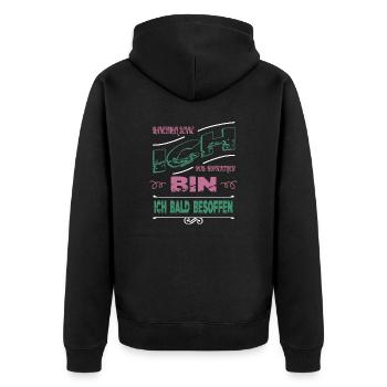 geschenkidee statement alkoholiker feiern saufen - Unisex Premium Bio Zip Hoodie - Schwarz - Hinten - Nico (187cm)