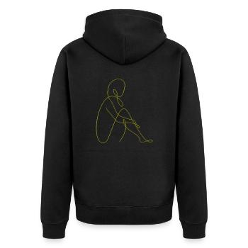Dessin au trait silhouette féminine Visages féminins visage - Veste à capuche bio Premium Unisexe - noir - Dos - Nico (187cm)