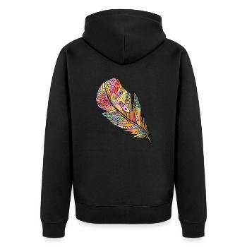 Feather - Unisex Premium Organic Zip Hoodie - black - Back - Nico (187cm)