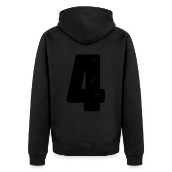 Maillot numéro 4 - Veste à capuche bio Premium Unisexe - noir - Dos - Nico (187cm)