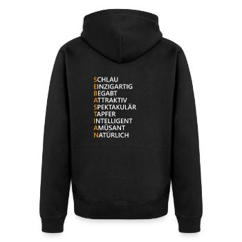 Sebastian Name Geschenk - Unisex Premium Bio Zip Hoodie - Schwarz - Hinten - Nico (187cm)