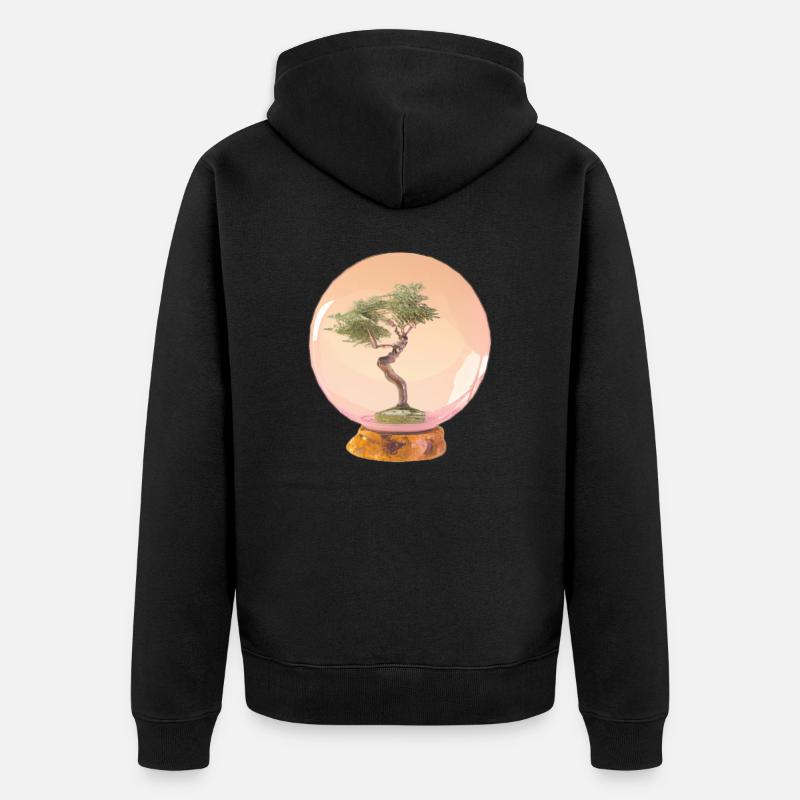Bonsaï 5, Art numérique - Veste à capuche bio Premium Unisexe - noir