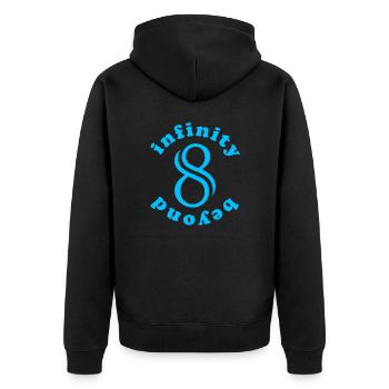 Infinity & Beyond - Unisex Premium Bio Zip Hoodie - Schwarz - Hinten - Nico (187cm)