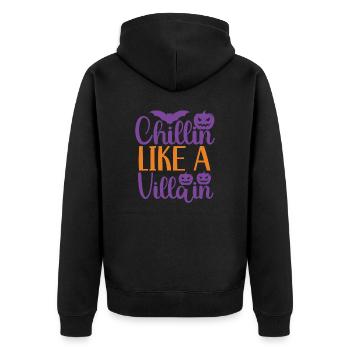 Chillin Like A Villain - Unisex Premium Organic Zip Hoodie - black - Back - Nico (187cm)