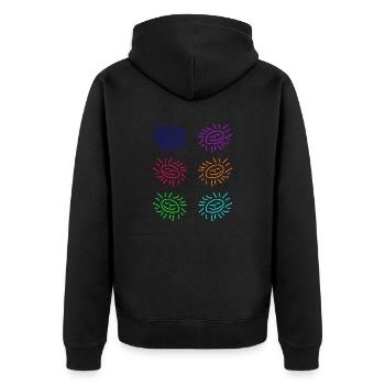 Sun Sticker Blue Turqis - Unisex Premium Organic Zip Hoodie - black - Back - Nico (187cm)