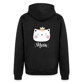 Mignon Kawaii drôle de chat disant miaulement - Veste à capuche bio Premium Unisexe - noir - Dos - Nico (187cm)