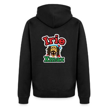 Irie Xmax Rasta Santa 2 - Unisex Premium Bio Zip Hoodie - Schwarz - Hinten - Nico (187cm)