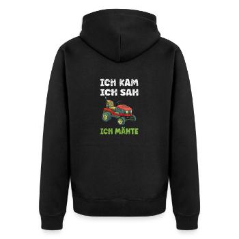 Rasen und Gartenarbeit Rasentraktor Gartenfreunde - Unisex Premium Bio Zip Hoodie - Schwarz - Hinten - Nico (187cm)
