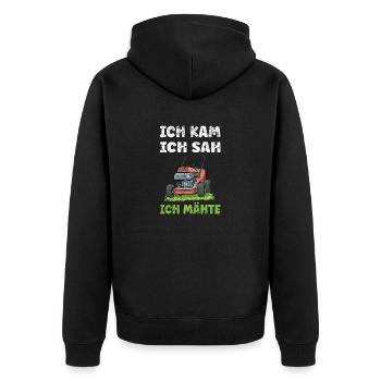 Rasentraktor Aufsitzmäher und Gartenarbeit Rasen - Unisex Premium Bio Zip Hoodie - Schwarz - Hinten - Nico (187cm)