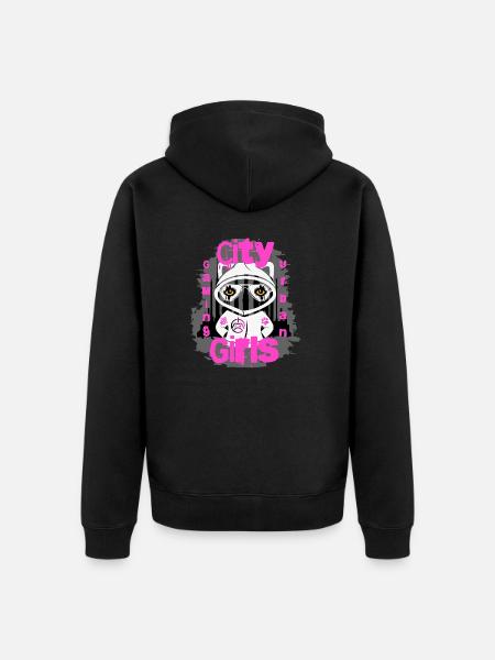 City Gameing Girl - Unisex Premium Organic Zip Hoodie - black