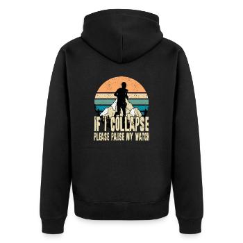 Trail Runner Running Jogging Jogger I Gift - Unisex Premium Organic Zip Hoodie - black - Back - Nico (187cm)