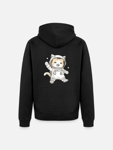 Kawaii Lindo Gato Astronauta Feliz - Chaqueta con capucha prémium ecológica unisex - negro