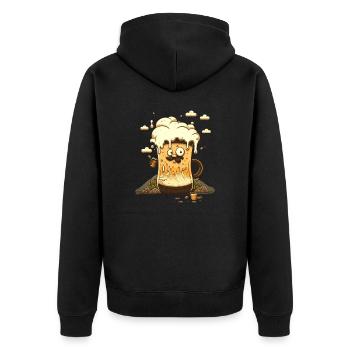 Dessin animé de tasse de bière drôle - Veste à capuche bio Premium Unisexe - noir - Dos - Nico (187cm)